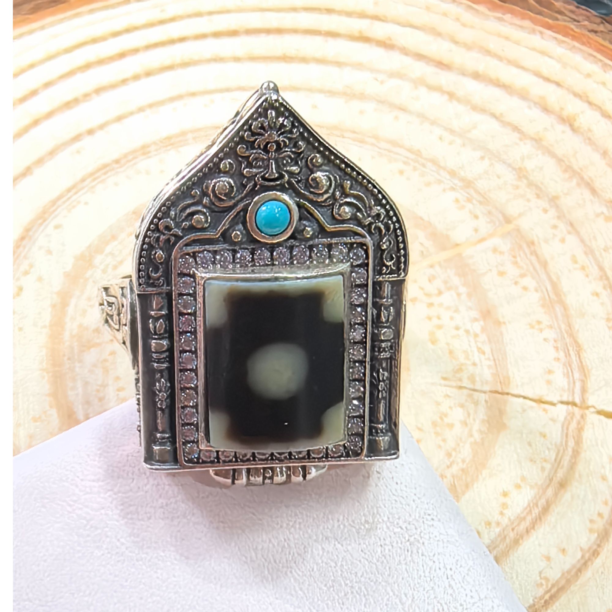 小青|手工设计银镶坛城戒指多样性发一