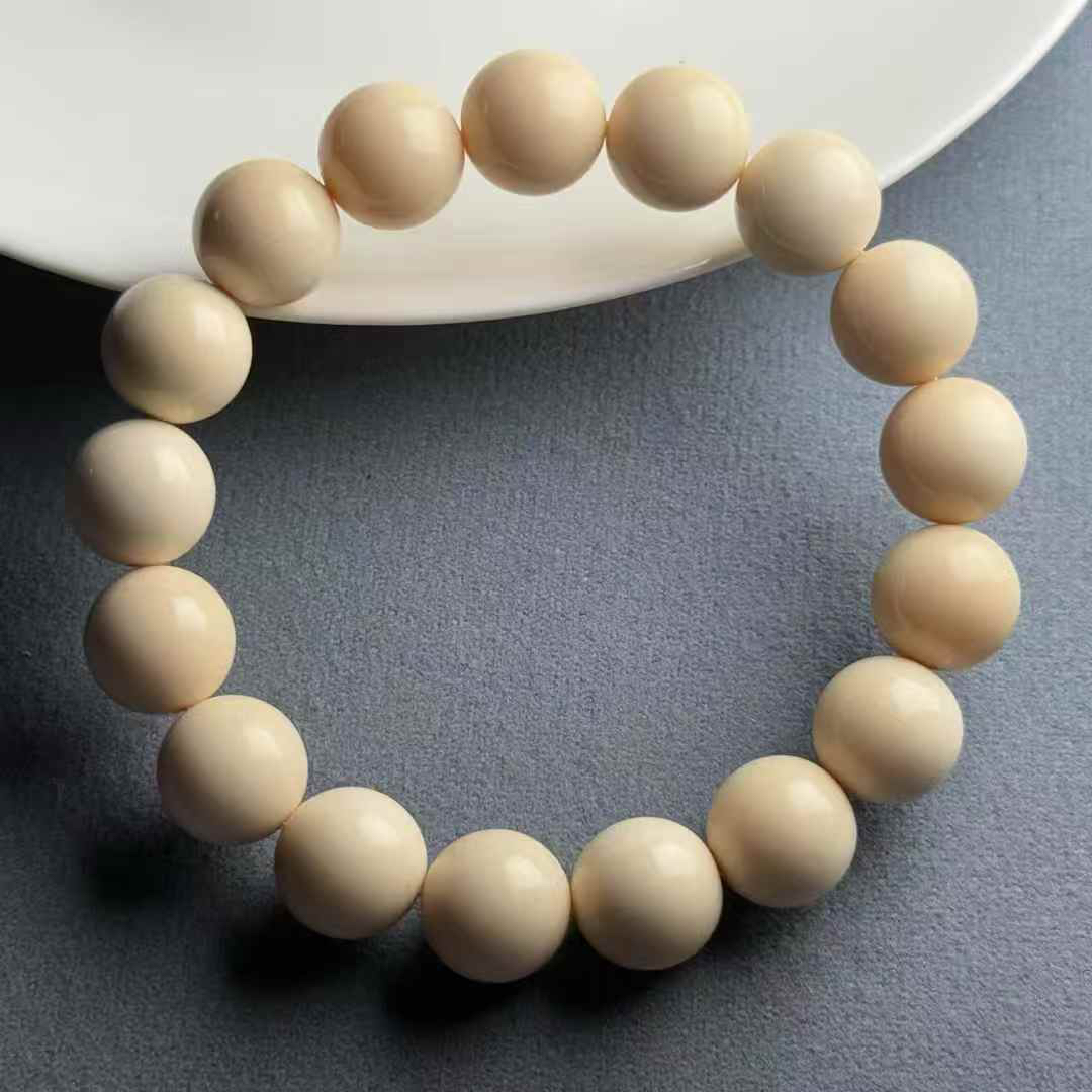 天然猛犸牙12mm圆珠手串17颗假一赔十
