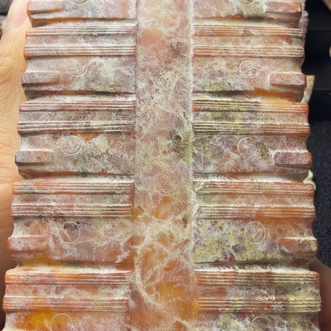 瓷片五节细纹红纹瓷片