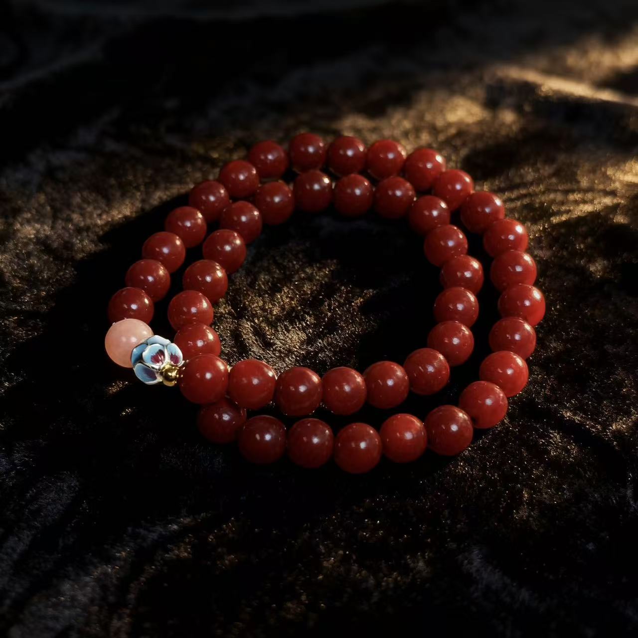 手链 红韵珠华双圈精品手串【8mm】无礼盒—-2297