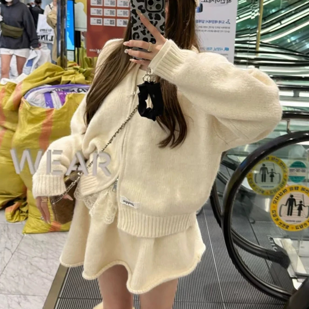 元元子专属元元子慵懒风气质针织开衫上衣短裙两件套新款套装女