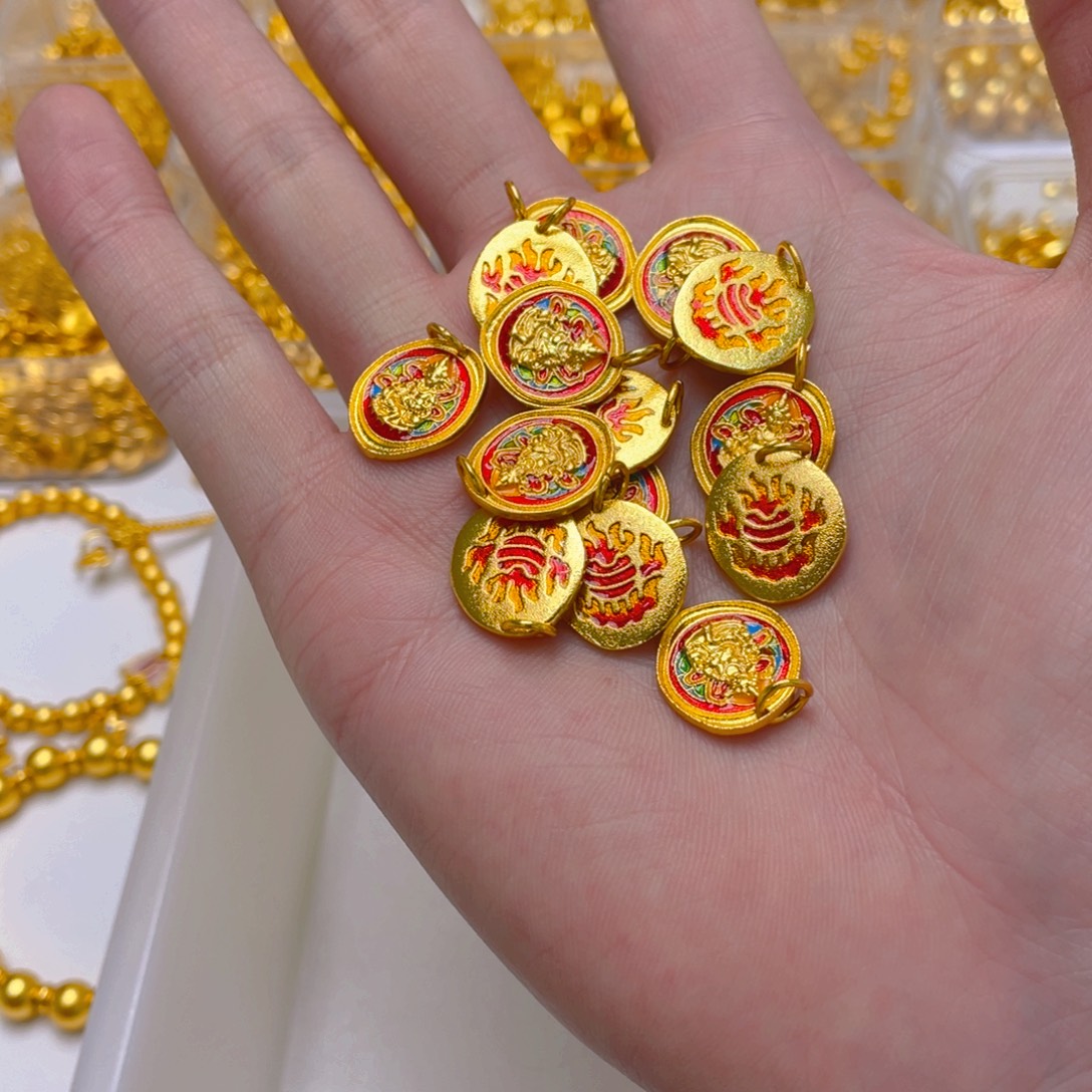 锆石铜合金珐琅彩黄财神1颗