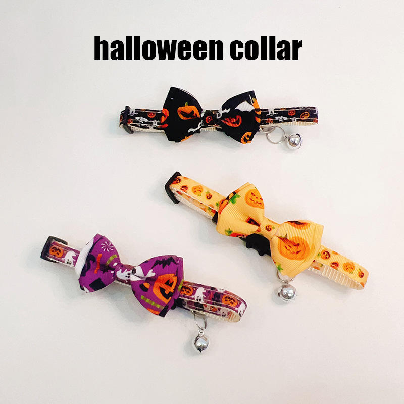 万圣节宠物领结项圈搞怪南瓜蝙蝠幽灵蝴蝶结狗狗脖圈节日配饰项圈
