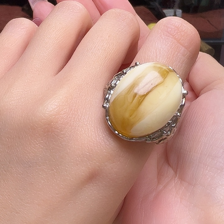 银S925镶嵌蜜蜡裸石15.7/20.4mm