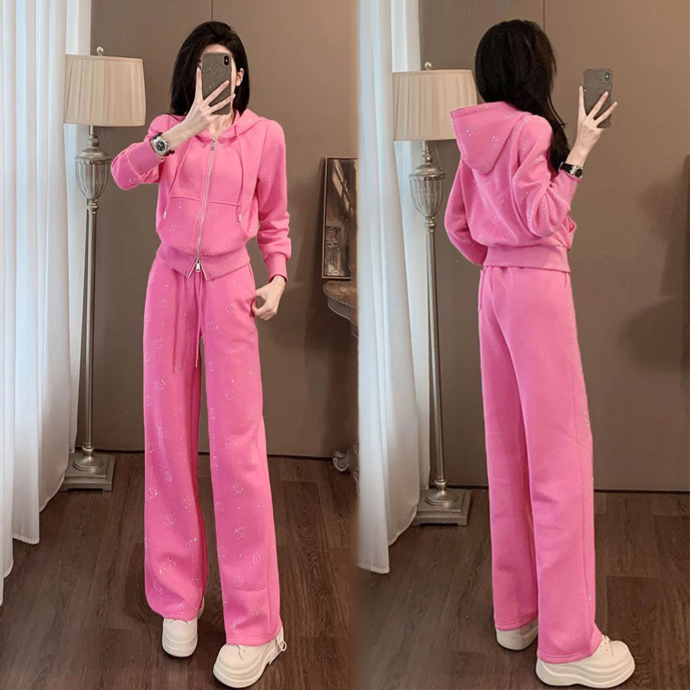 减龄洋气时尚长袖套装女秋2025开衫连帽卫衣卫裤两件套休闲运动服