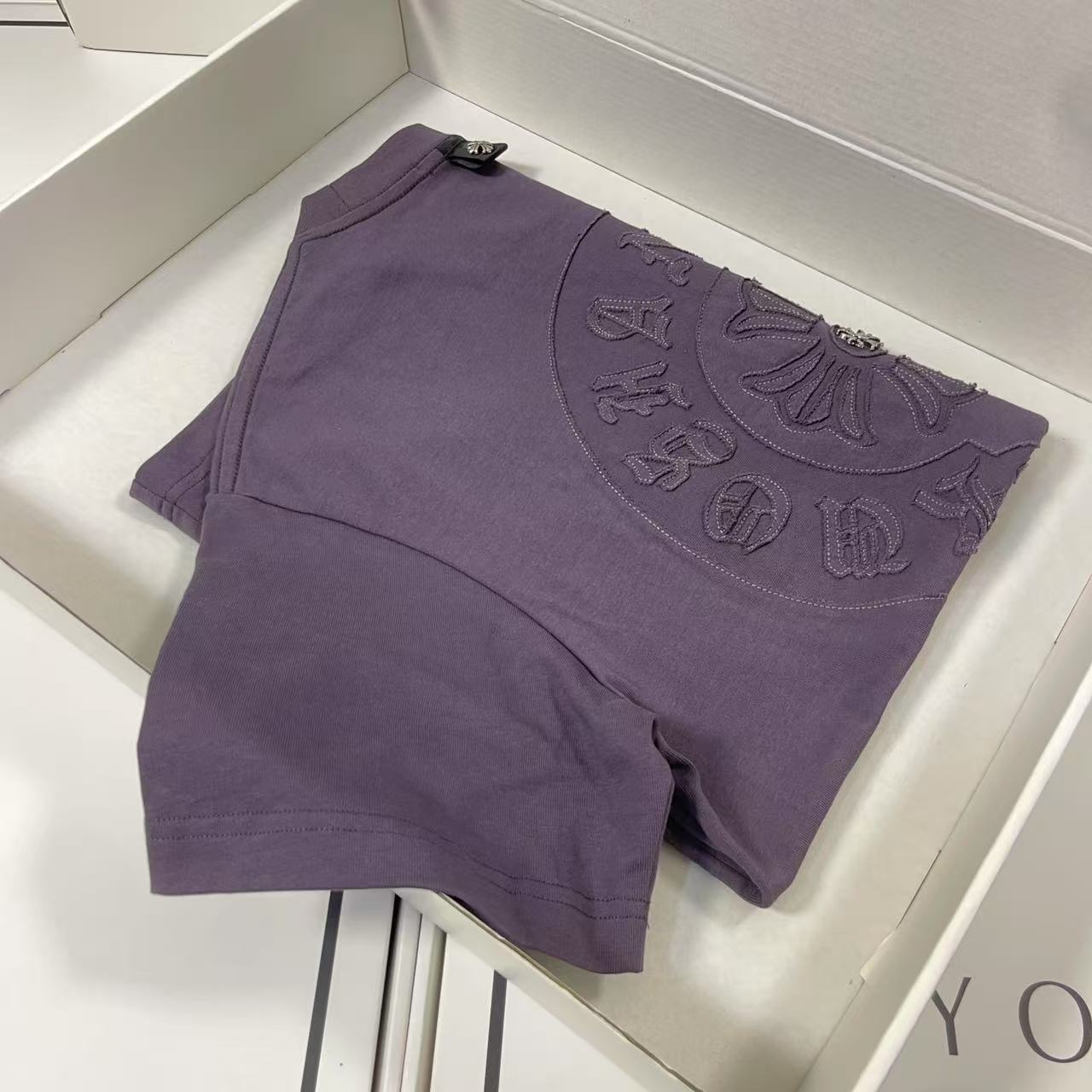 【K4012】马蹄梵文刺绣潮牌高端重磅短袖男女同款设计款