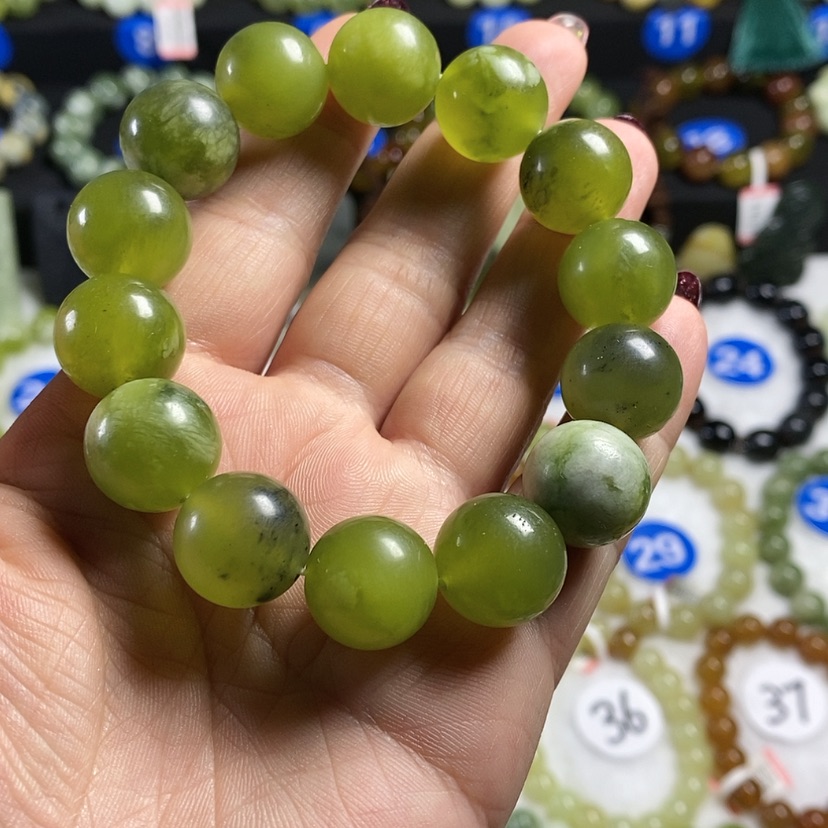 【闪购商品】蛇纹石玉手链未镶嵌卡16