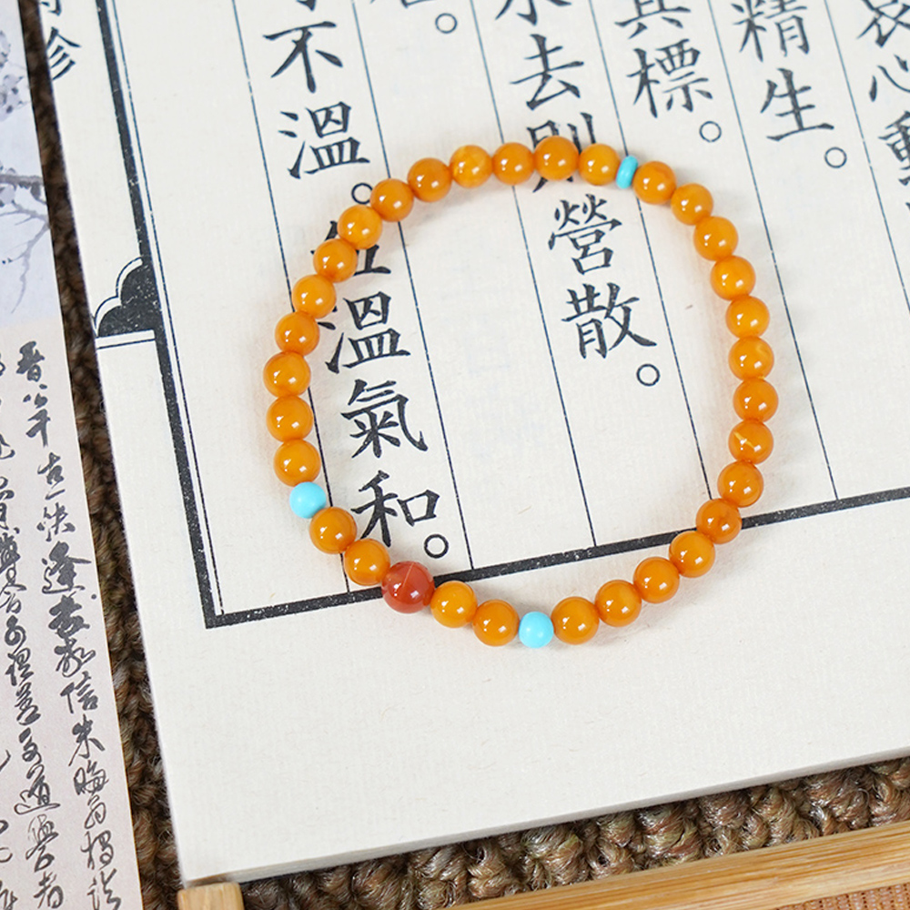 天然俄罗斯蜜蜡单圈轻奢时尚手串QF-A293（多样性发一）