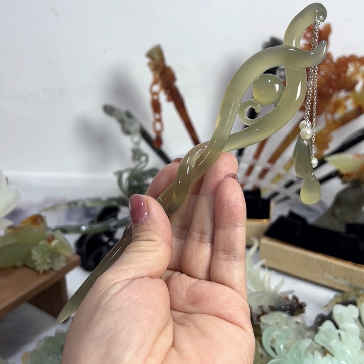 定制蛇纹石玉木****o毛货发饰