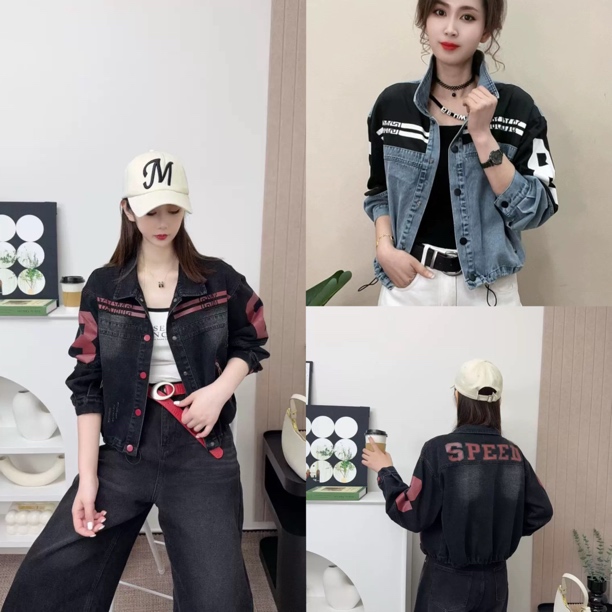 新款时尚拼接显瘦百搭短款牛仔外套802