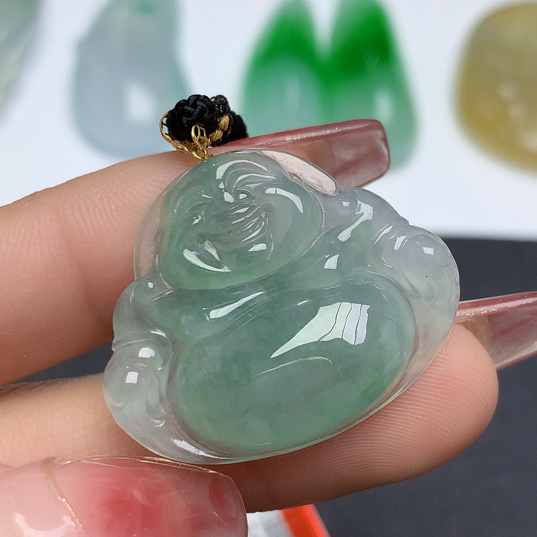 翡翠颈饰18K金镶嵌佛公