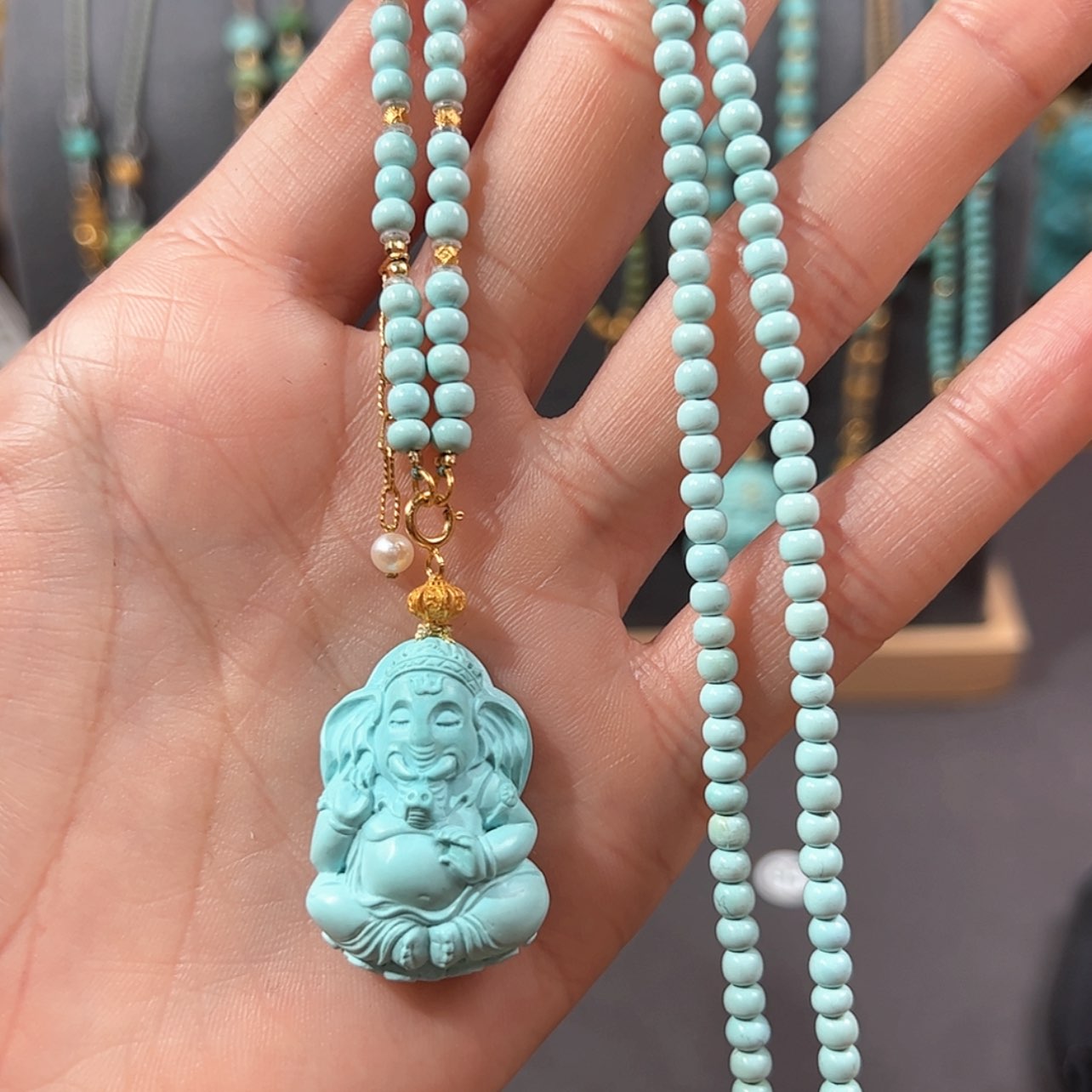 【闪购商品】绿松石颈饰18K金镶嵌