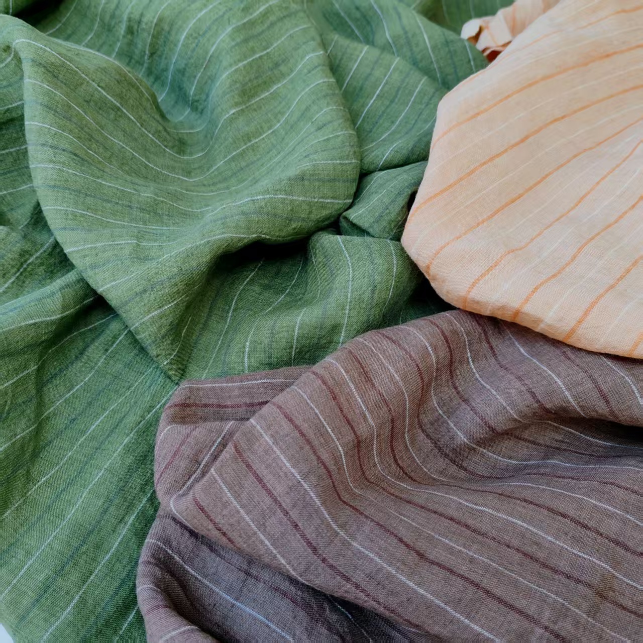 【条纹亚麻】法国进口高端色织亚麻衬衣裤子裙子袍子服装面料