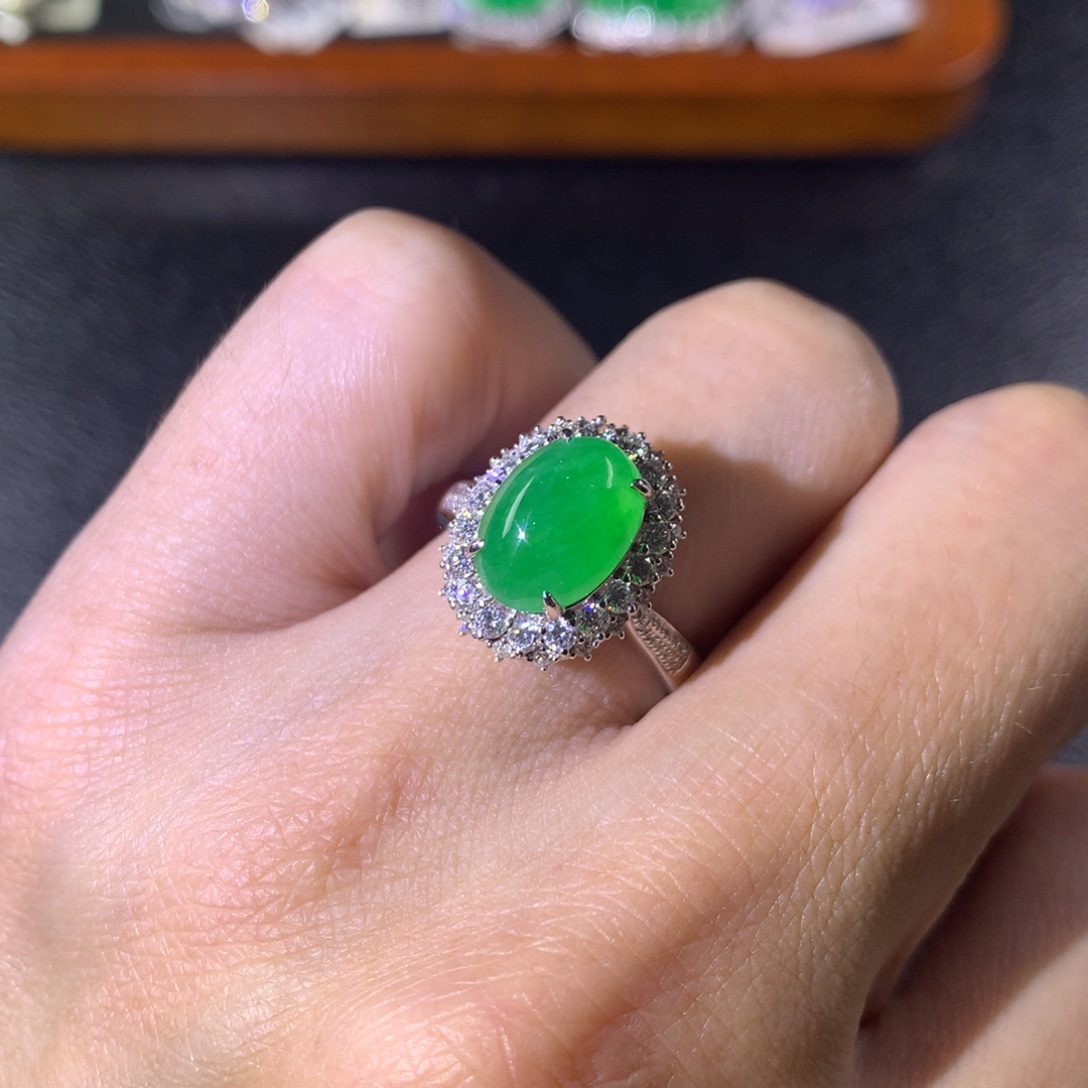 翡翠18K金镶嵌戒指两用款