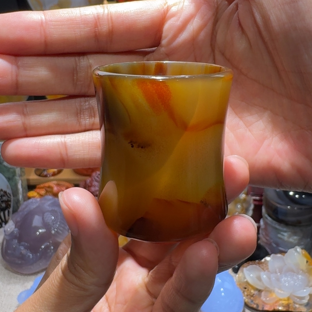 玛瑙/玉髓玛瑙茶杯30毫升未镶嵌