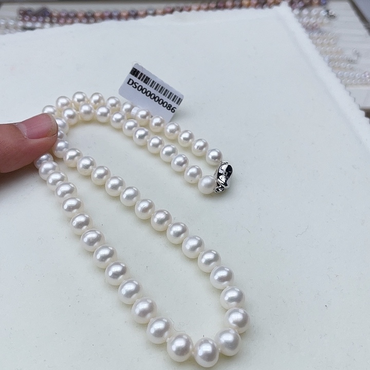 淡水珍珠颈饰银S925镶嵌卡8➕冷白