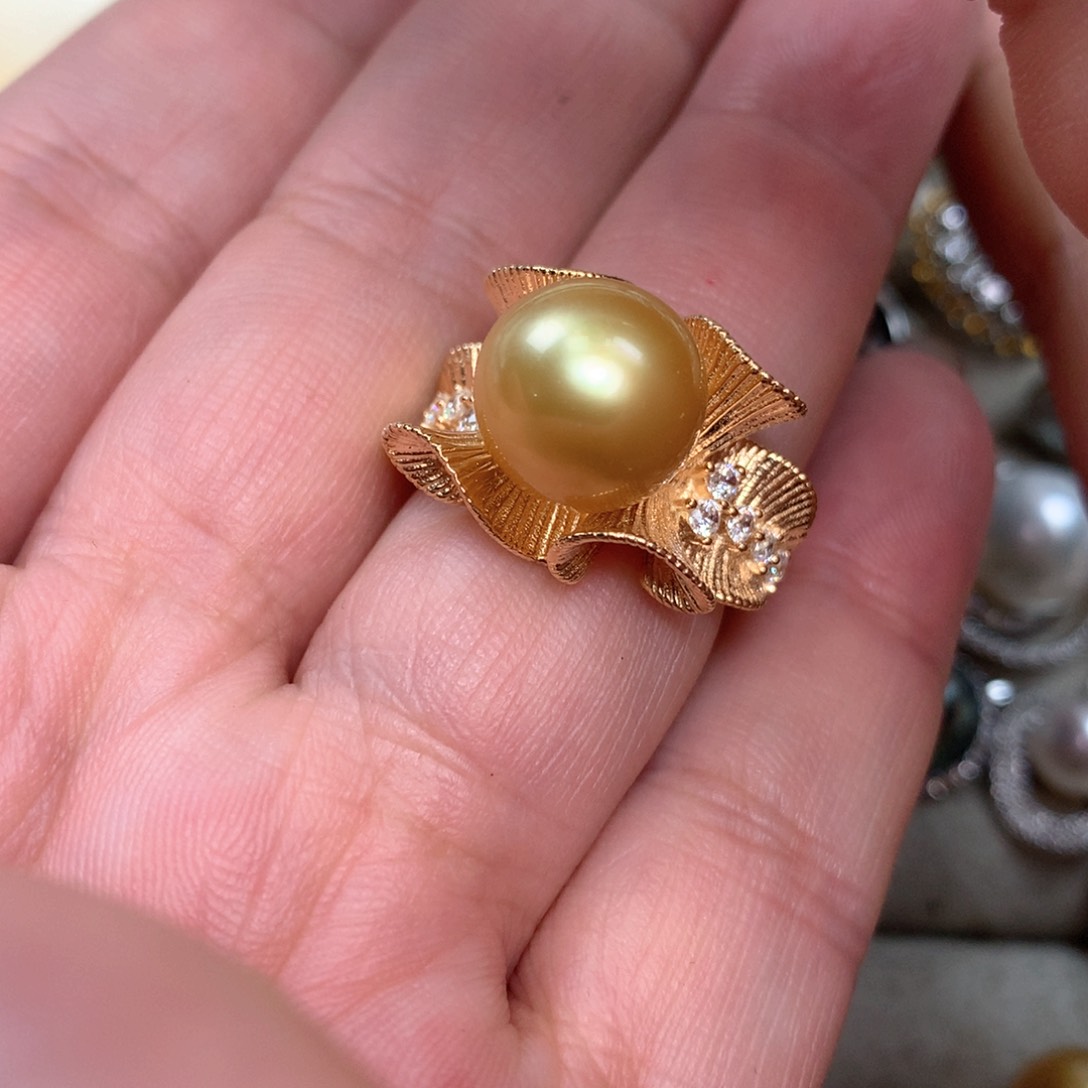 海水珍珠戒指银S925镶嵌