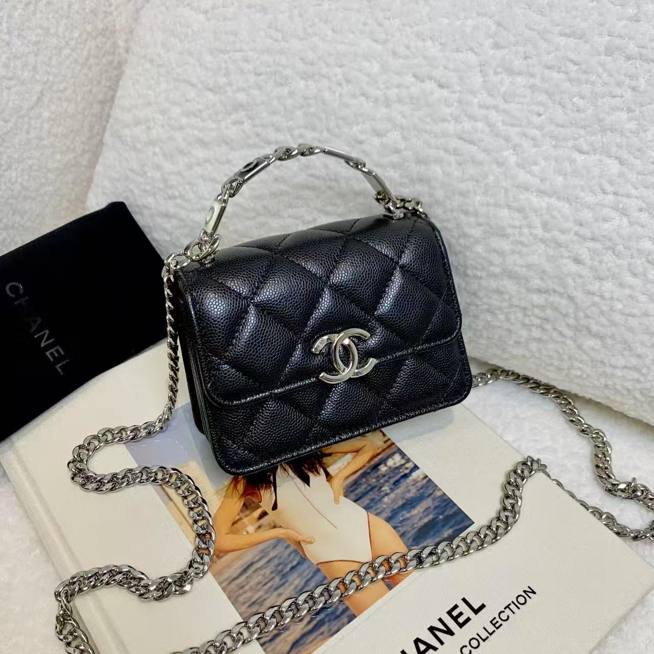 99新 Chanel/香奈儿 壹臻/黑银牛coco珐琅mini woc 32开 96554463