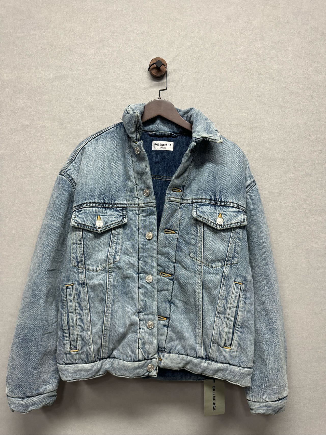 全新/Balenciaga巴黎世家廓形水洗牛仔棉服夹克/36/7381424