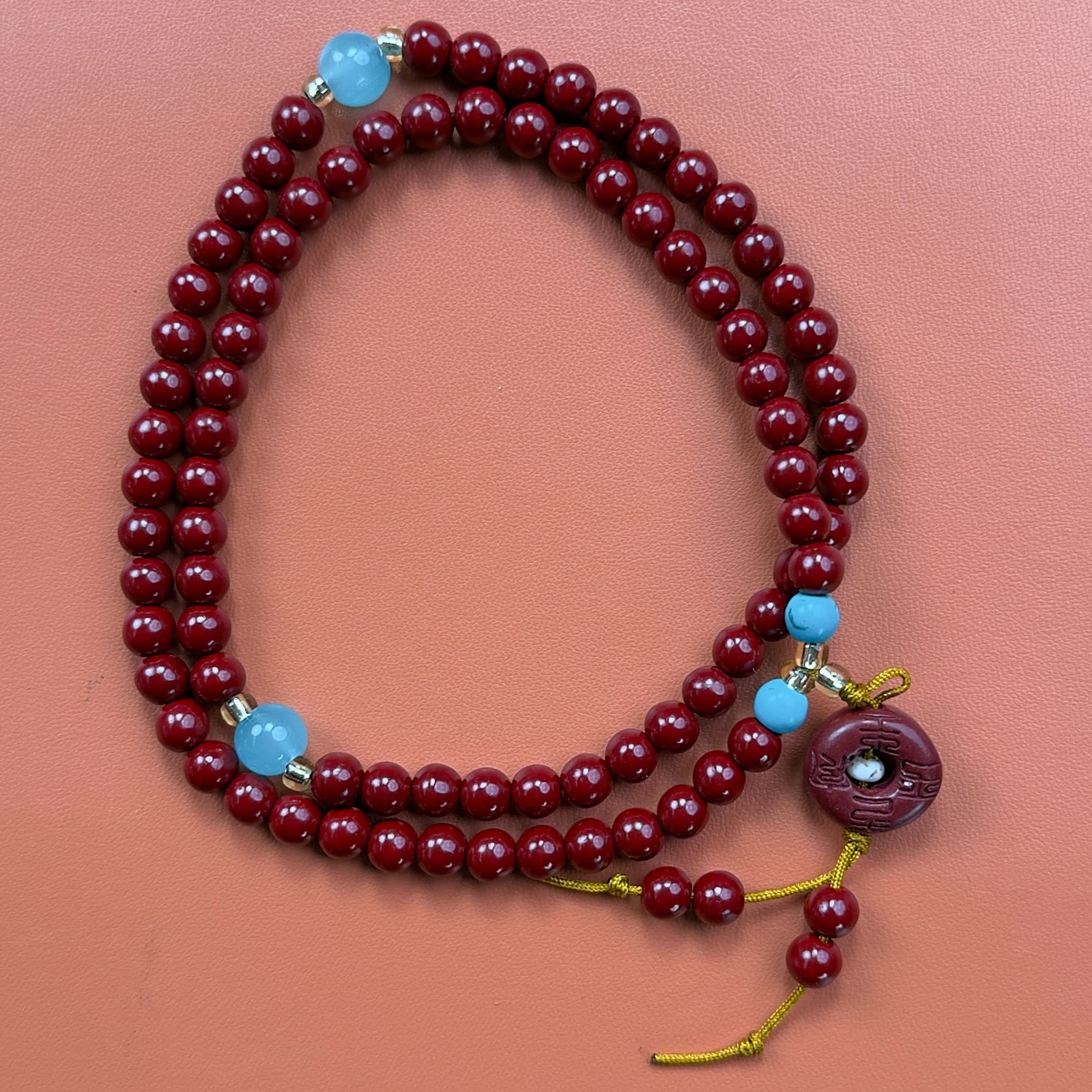 天然辰砂手串0.5+平安（无礼盒）K68