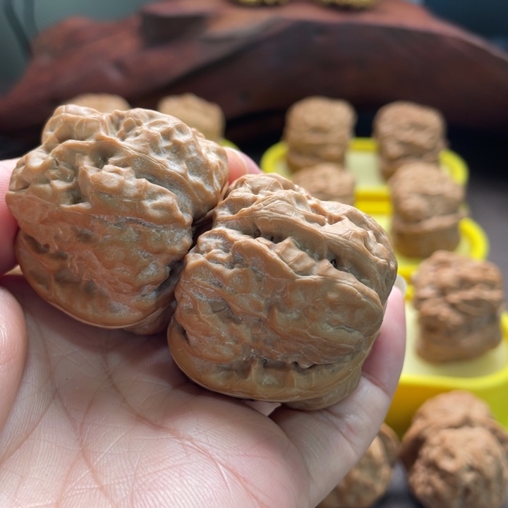 及***樂文玩核桃把件蛤蟆头有修