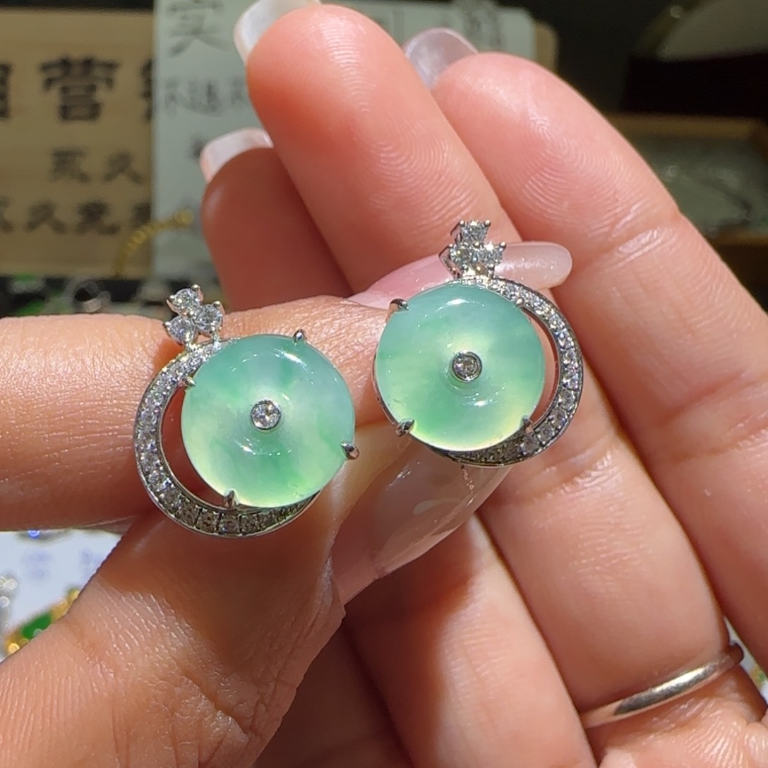 【闪购商品】翡翠耳饰18K金镶嵌缅甸