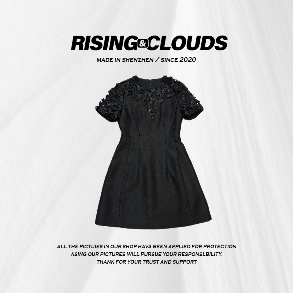 莎莎【诗舟】显瘦立体花朵2024冬季连衣裙120252