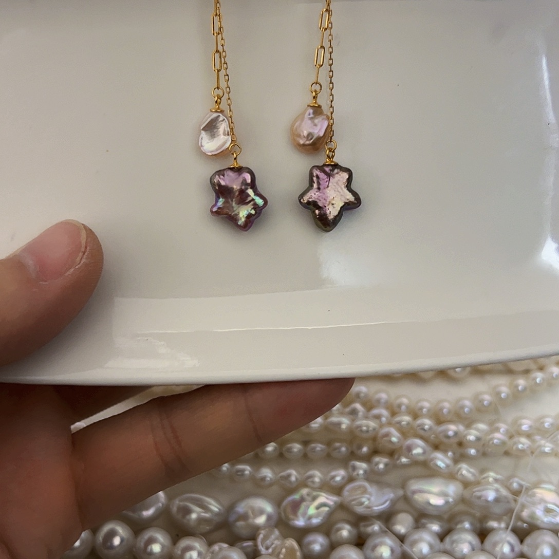 淡水珍珠耳饰银S925镶嵌