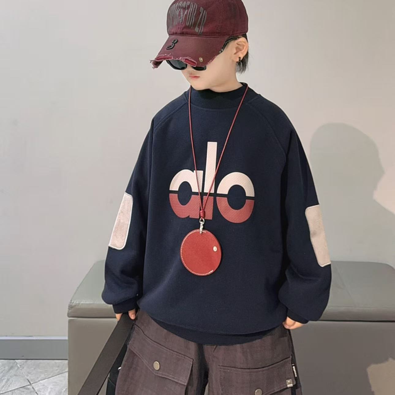 【保暖加绒】加绒儿童秋冬保暖卫衣印花休闲纯色宽松男童卫衣中大童