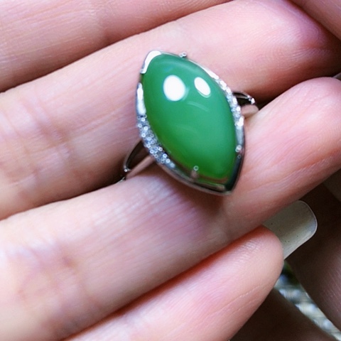 和田玉银S925镶嵌戒指