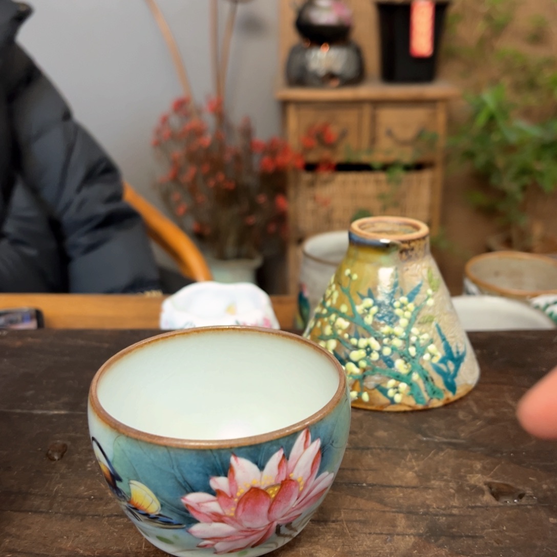杯景德镇柴烧手绘杯