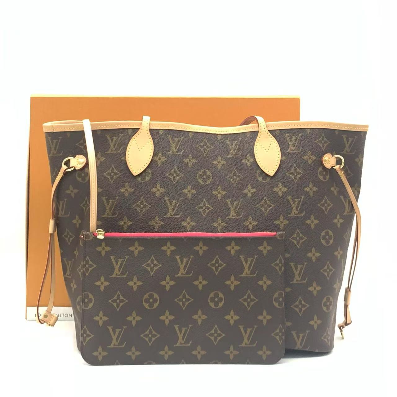 95新 LouisVuitton/路易威登 【安则专属】老花红内中号nf托特包