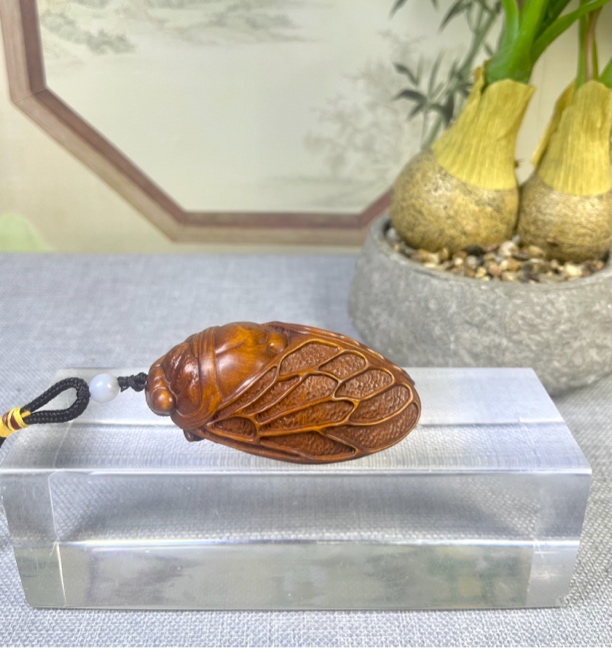 小叶黄杨木仿古做旧（一鸣惊人）手把挂件长度8复古怀旧工艺