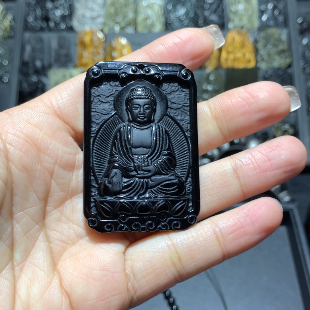 黑曜岩吊坠(赠链)未镶嵌八**雨