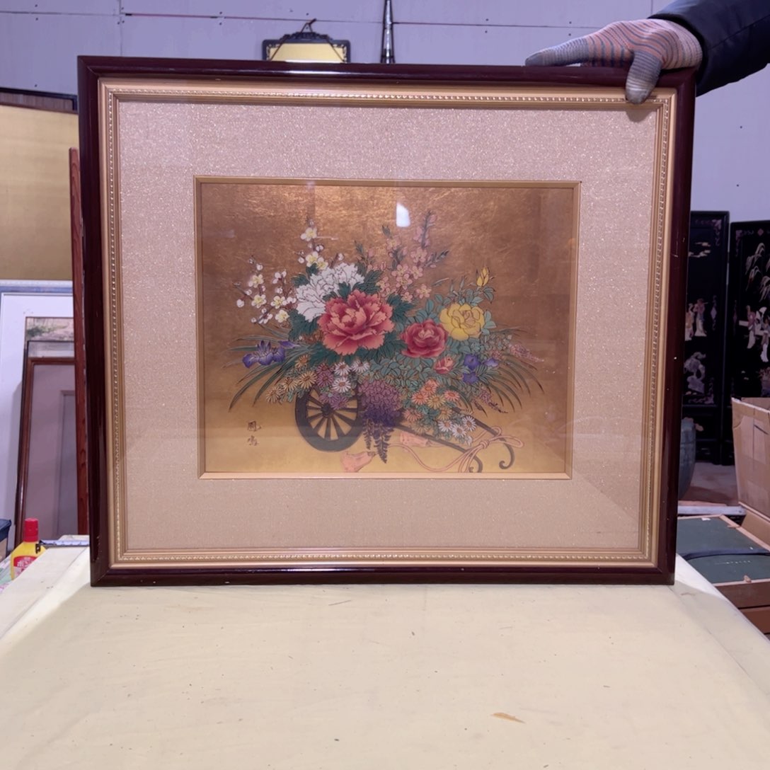 绘画春**下屏风框画茶空间设计