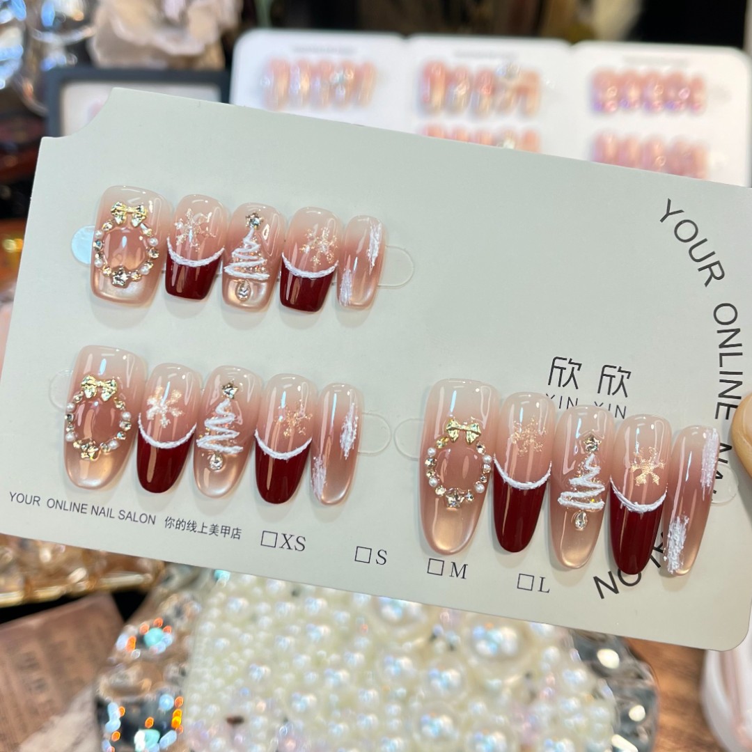 雪国 - painted clear bow 纯手工穿戴甲 10片装MM