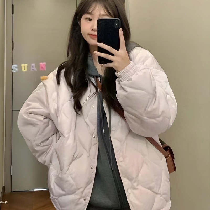 2025季新款菱格棉衣棉服女宽松小个子棉袄韩版超好看学生夹棉外套