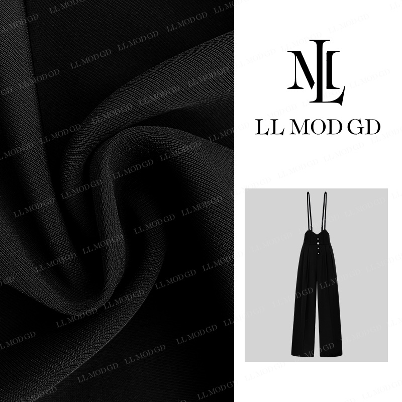 LL·MOD·GD【苏苏】夏季宽松显瘦直筒长裤黑色背带裤 YL-251123