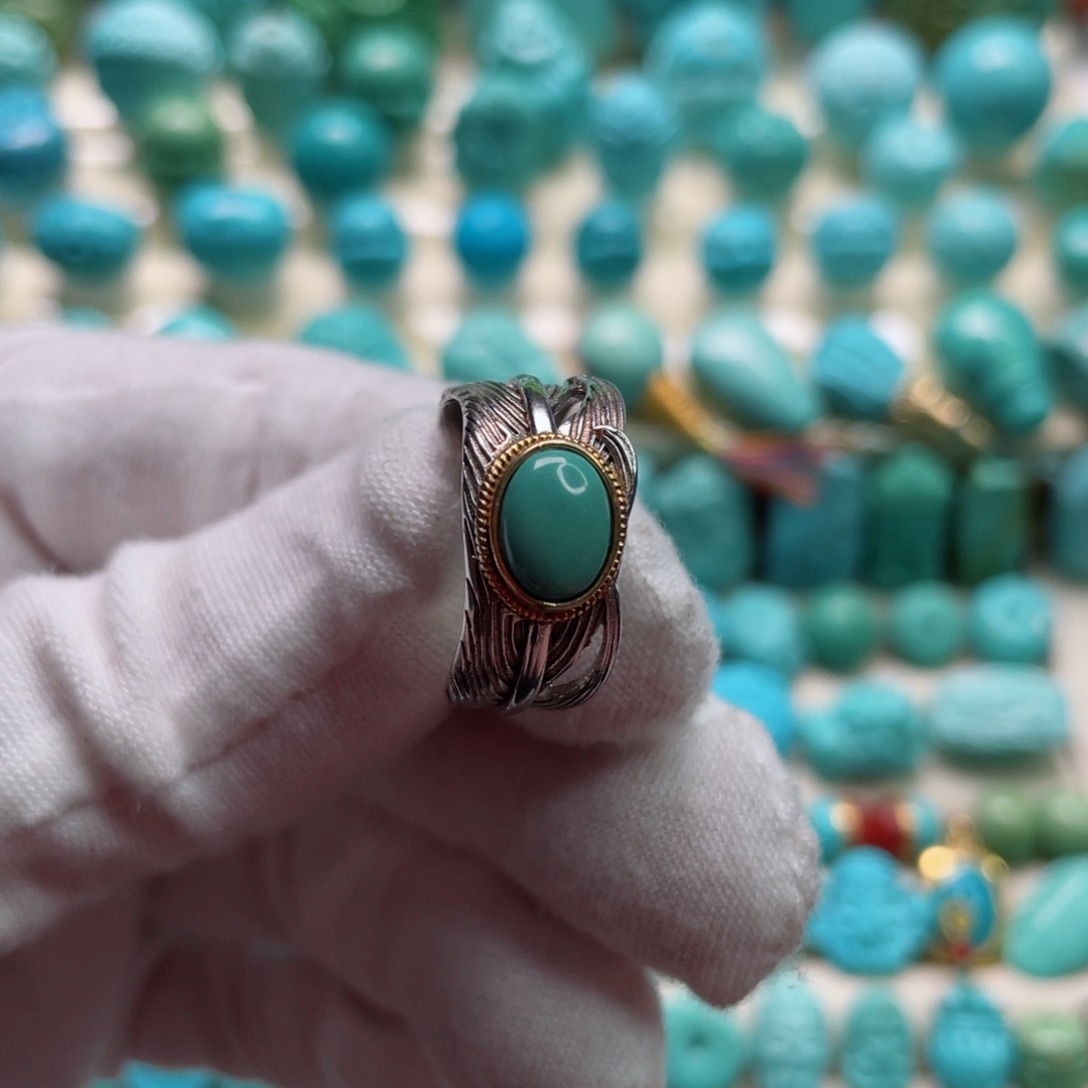 绿松石珠宝奇石银S925镶嵌