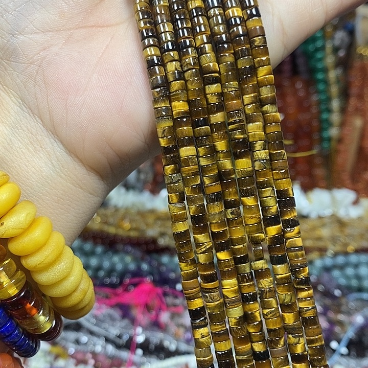 玛瑙/玉髓未镶嵌珠宝半成品天然虎眼卡4*2mm一条