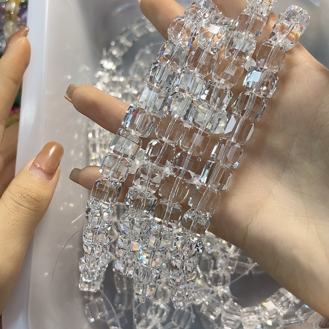 玛瑙/玉髓未镶嵌珠宝半成品压电白水方糖卡10 33颗