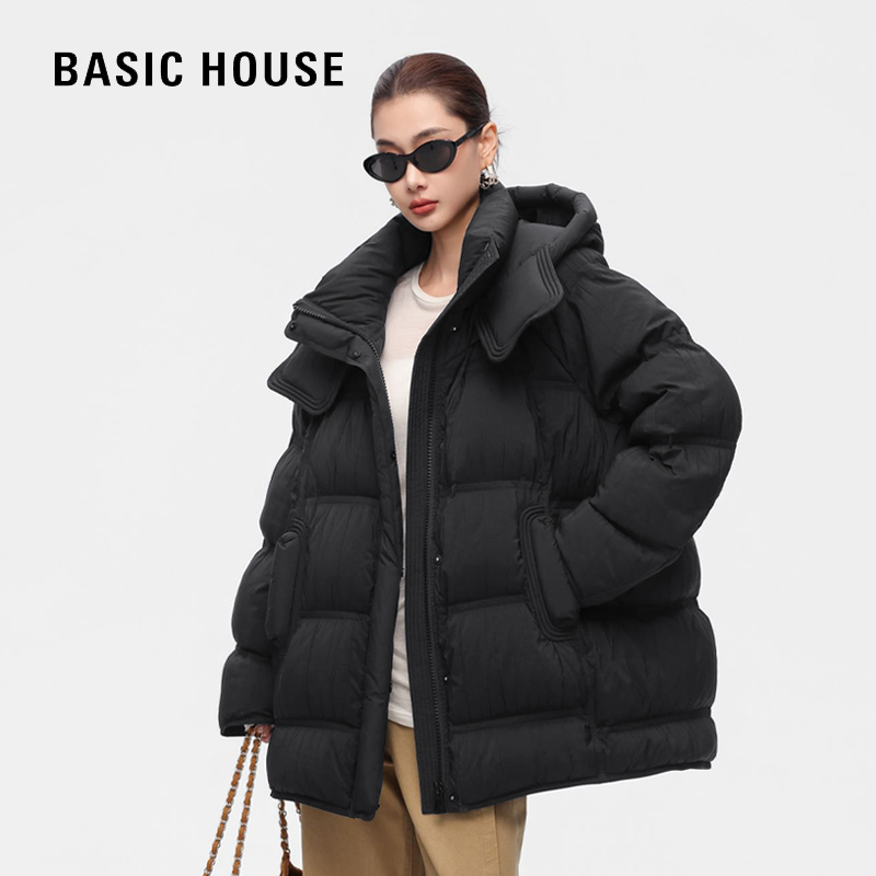 Basic House/百家好冬季女士厚款时尚休闲百搭轻奢防风羽绒服