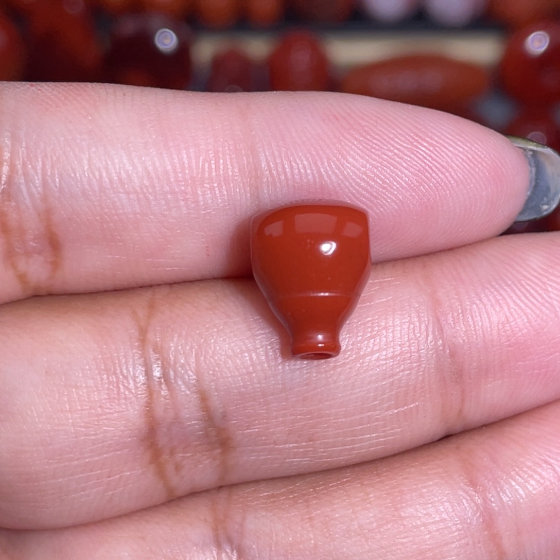 南红玛瑙未镶嵌柿子红满色满肉三通卡9+