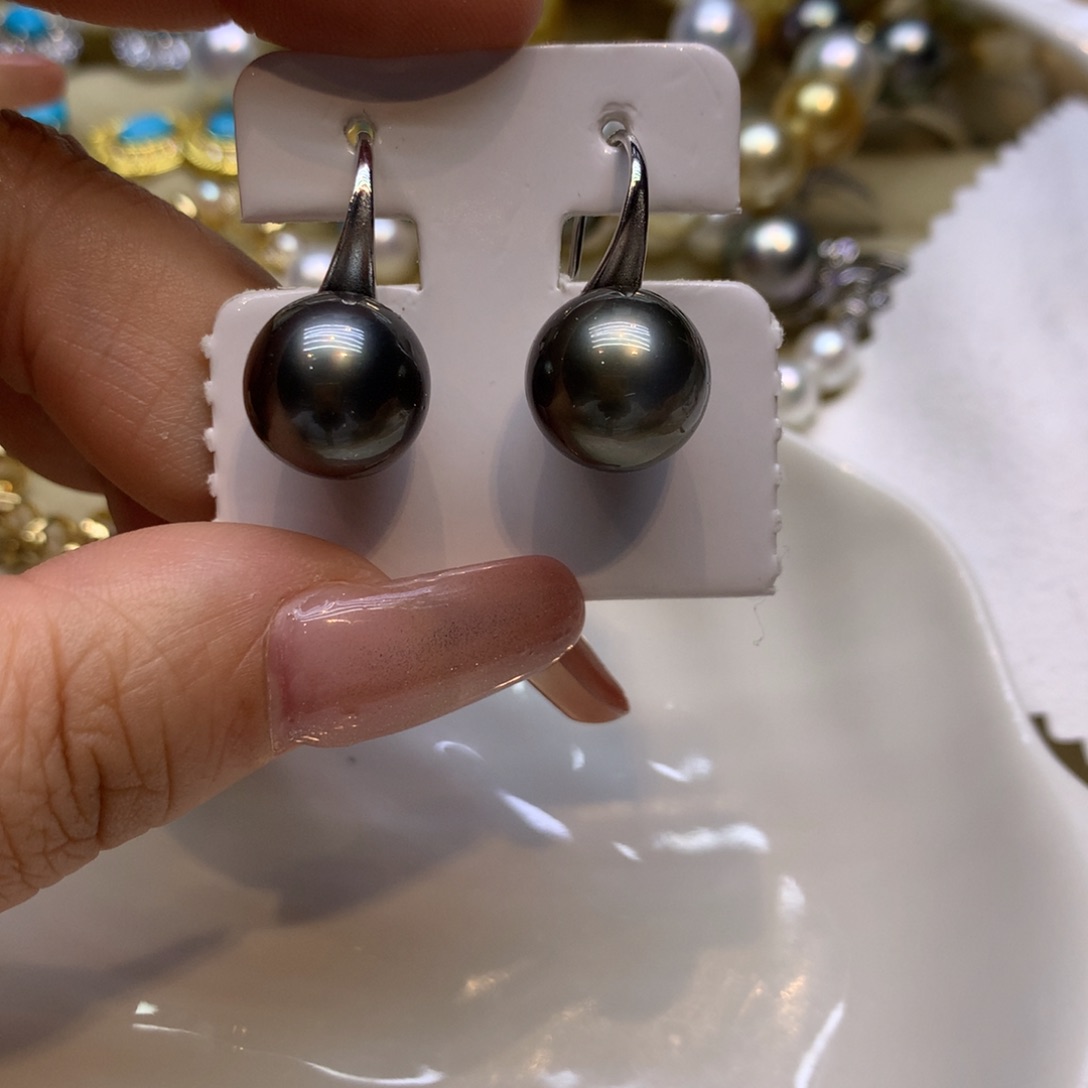 银S925镶嵌耳钉海水珍珠