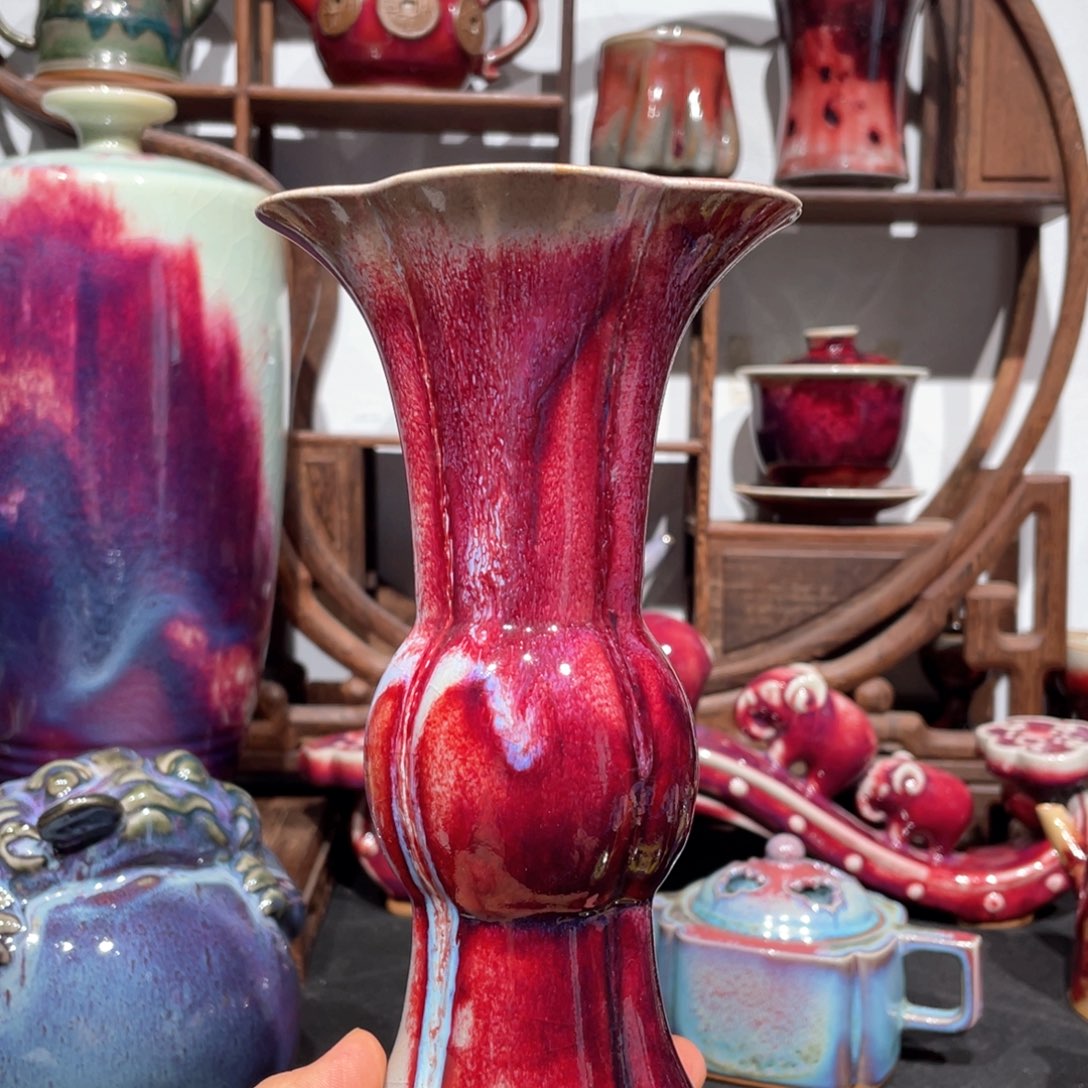 中国神后钧瓷花器微瑕