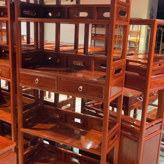 青***松家具紫檀木类缅花书架