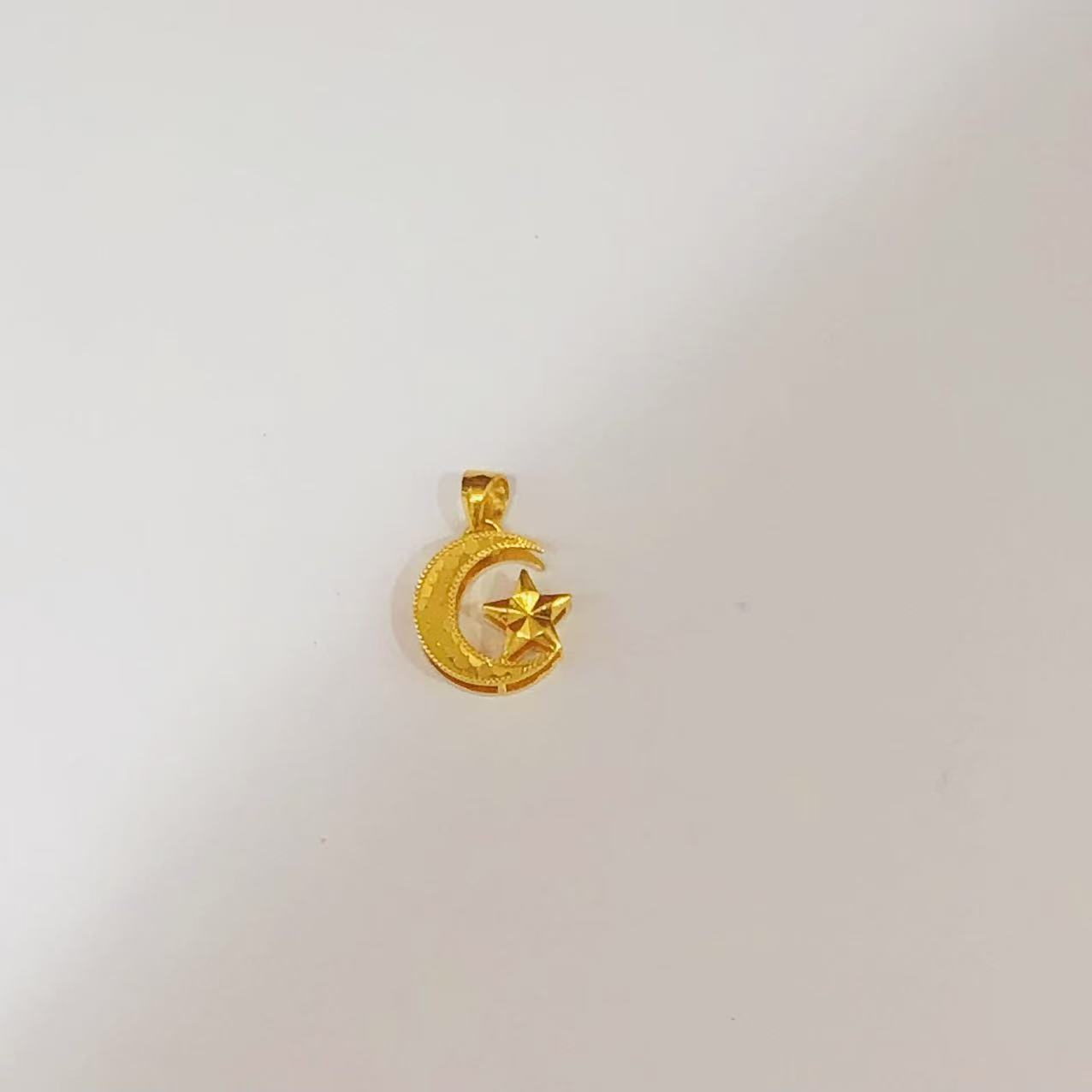 黄金足金999日月星辰吊坠