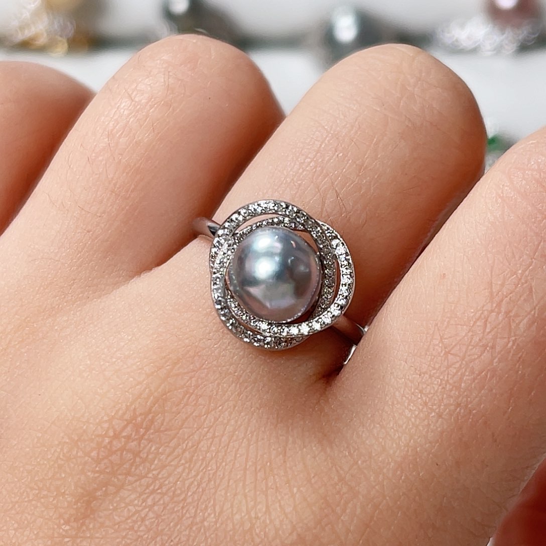 海水珍珠戒指银S925镶嵌