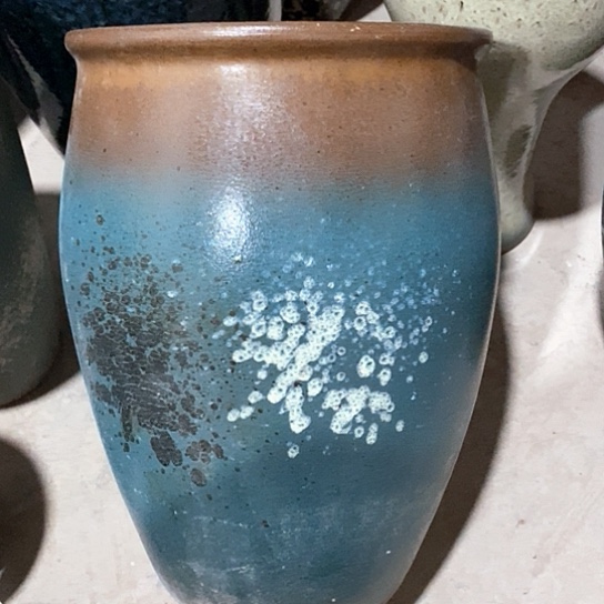 紫砂花盆口25高度36绿泼墨处理