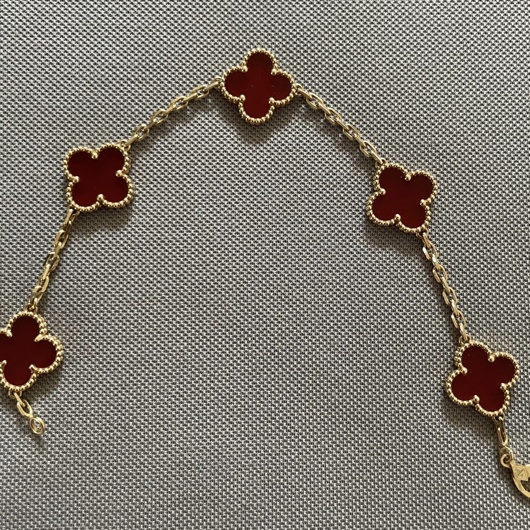 铜合金手链 （V金工艺）轻奢百搭红色黑色简约四叶手链金色饰品M044